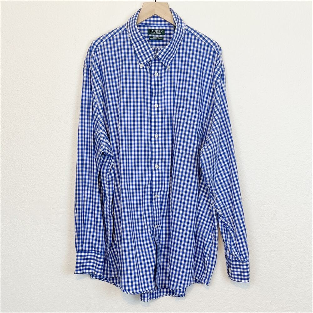 Lauren Ralph Lauren Men's 2XL Non Iron Button Down Gingham Check Shirt
